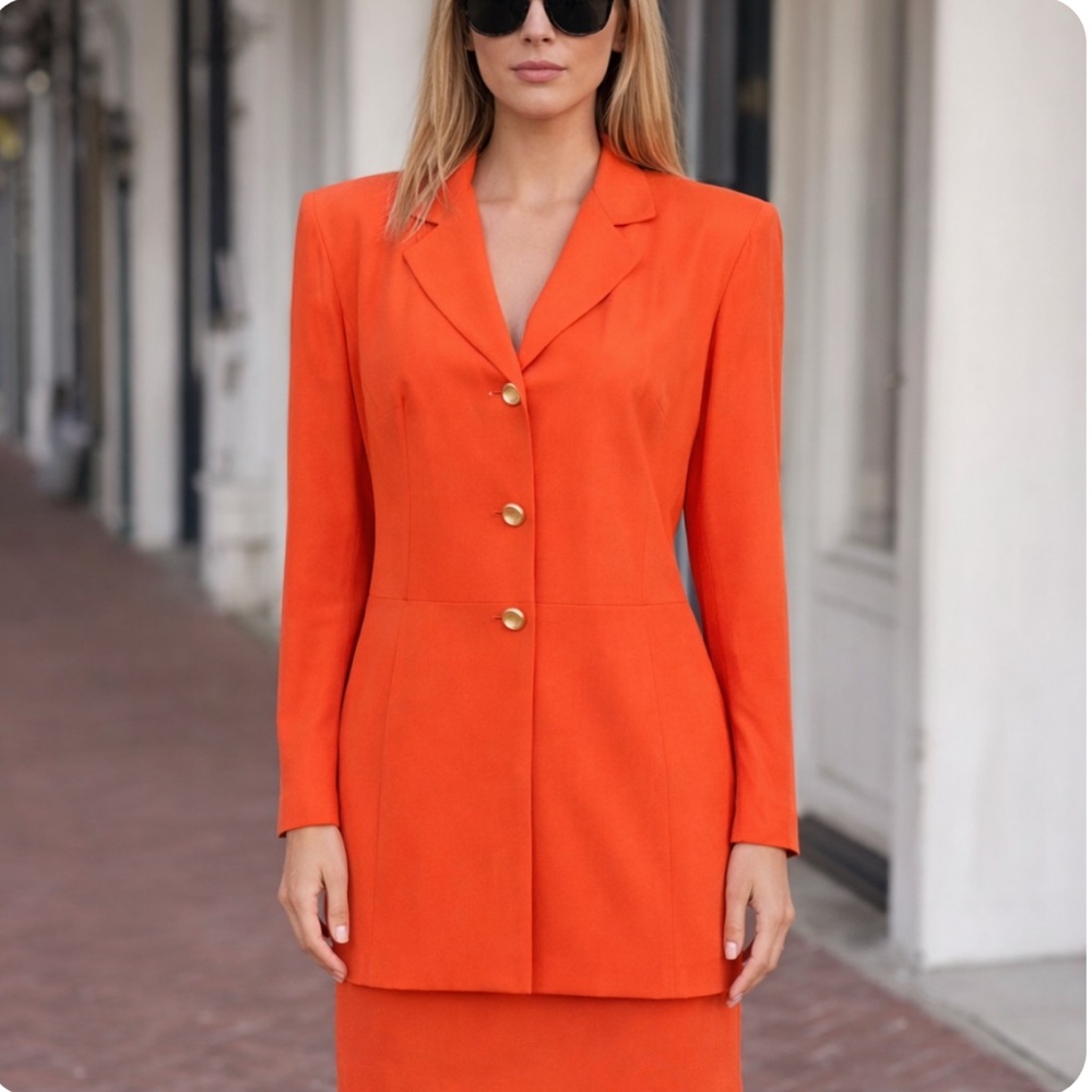 Vintage 90’s Orange Skirt & Jacket Set